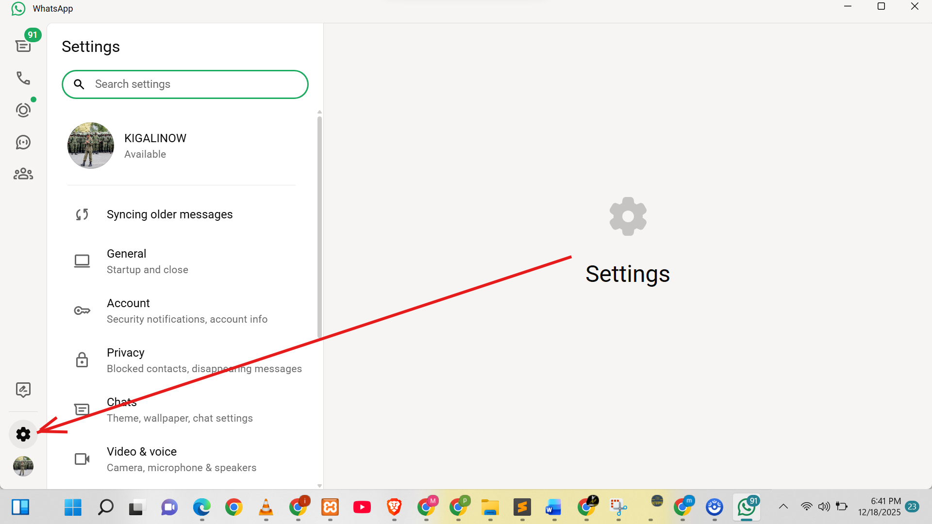 The settings also has most of the same options as Whatsapp on mobile.